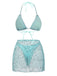 3PCS Y2K Crochet Sequin Halter Tie Triangle Bikini Set & Cover-Up - vintage swimsuit, pin-up swimwear for vintage lovers