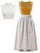 3PCS Yellow 1950s Square Neck Dress & Striped Apron  & Lace Top, vintage dress, retro fashion, rockabilly, pin-up fashion - perfect for women who love vintage and retro fashion
