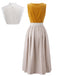 3PCS Yellow 1950s Square Neck Dress & Striped Apron  & Lace Top, vintage dress, retro fashion, rockabilly, pin-up fashion - perfect for women who love vintage and retro fashion