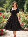 Black 1950s Raspberry V-Neck Halter Midi Dress
