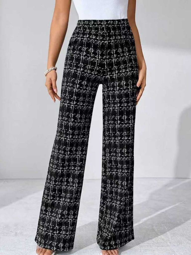 Black 1930s Plaid High Waisted Wide-Leg Pants