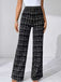 Black 1930s Plaid High Waisted Wide-Leg Pants