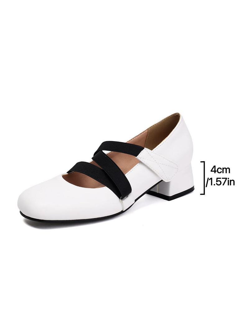 Ballet-Inspired Bungee Leather Chunky Heel Shoes