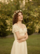White 1940s Solid Cotton Embroidered Lace Dress