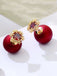 Christmas Red Gem Snowflake Stud Earrings