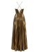 Gold 1930s Metallic Cross Halter Pleated Dress