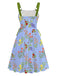 1950s Strap Floral Lace-Up Corset Dress