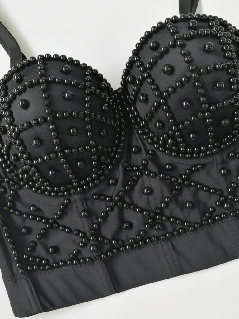1980s Pearl Solid Fishbone Camisole Corset