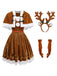 5PCS Brown 1940s Christmas Moose Cape & Velvet Dress
