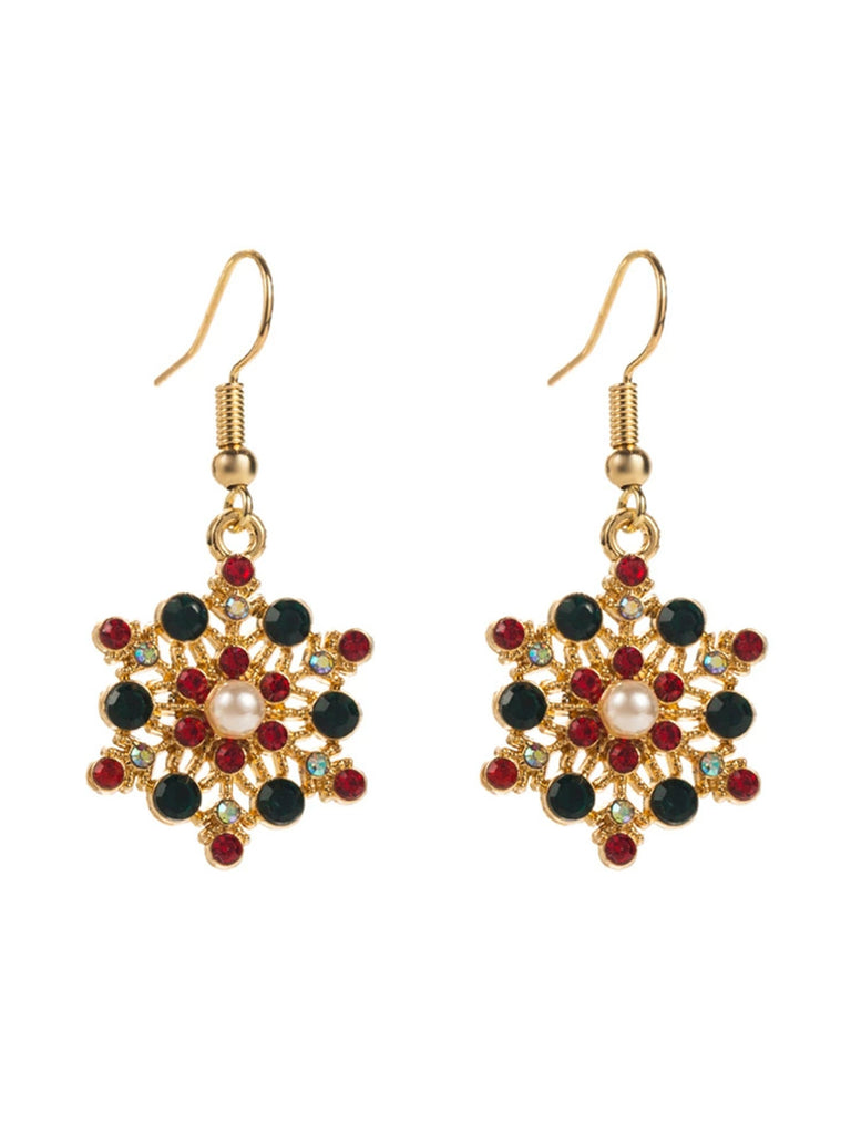 Christmas Hat & Snowflake Rhinestone Earrings