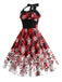 1950s Christmas Plaid Snowflake Halter Dress