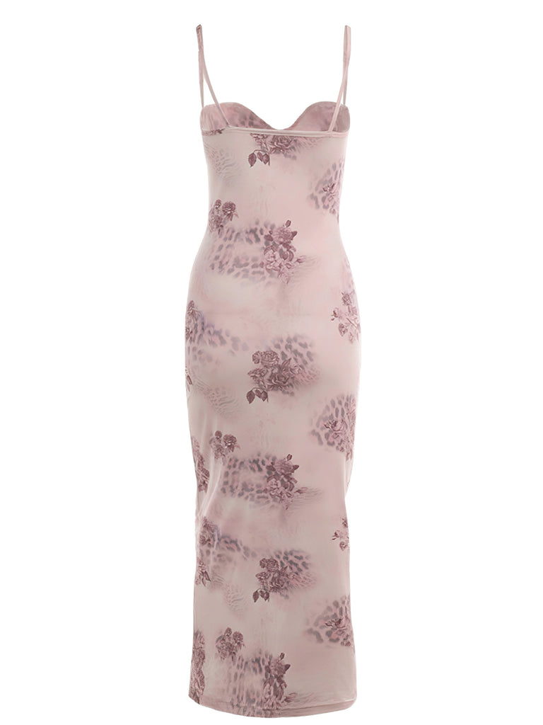 1930s Spaghetti Strap Leopard Floral Dress