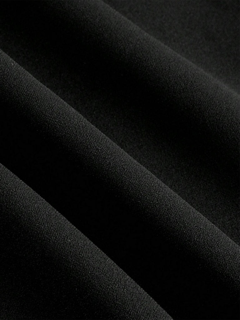 Black 1950s Cowl Neck Sheer Lace Patchwork Solid Jumpsuit