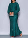 1930s Glitter Ruched Lantern Sleeve Knit Fishtail Dress