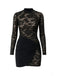 1960s Sheer Lace Bodycon Dress with Draped Skirt