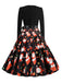 Black 1950s Christmas V-Neck Santa Claus Dress