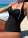 Black 1950s Halter Scallop-Trim One-Piece Swimsuit