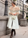 Cream 1950s Multi-Layer Fur Collar Patchwork Coat