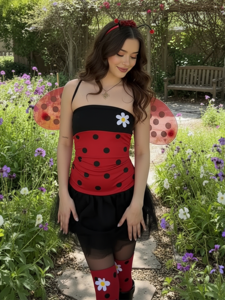 Red 1960s Miraculous Ladybug Cosplay Costume Set