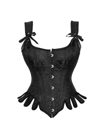 Black 1980s Jacquard Brocade Gothic Corset