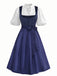 3PCS Dark Blue 1950s Velvet Jacquard Dress & Apron & Lace Top