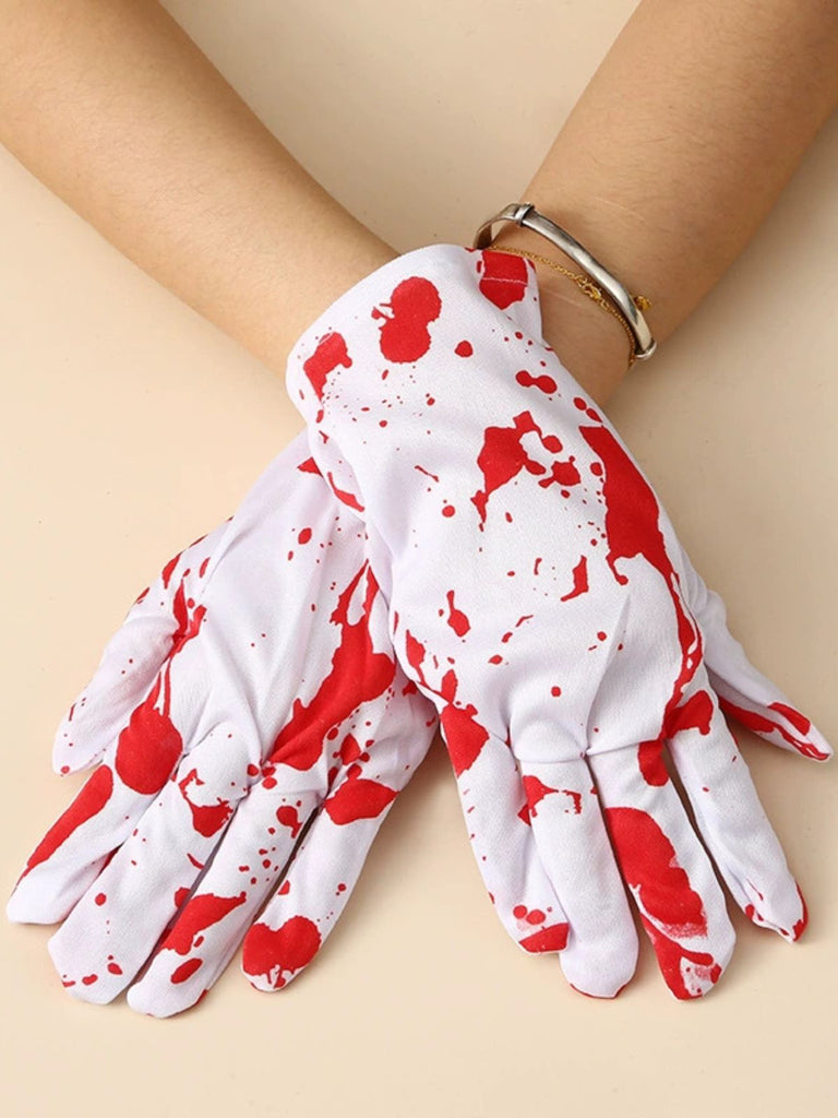 White Halloween Spooky Bloody Gloves