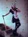Black 1950s Halloween Patent Bloody Maid Dress