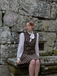 Brown 1960s Plaid Bow Tie Button Swing Dress
