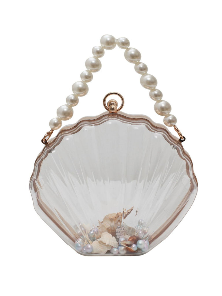 Vintage 3D Seashell Transparent Pearl Chain Bag