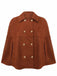 Light Brown 1940s Double-breasted Metal Button Suede Cape