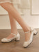 Floral Jacquard Pearl Mary Jane High Heels