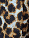1940s Lace Trim Leopard Print Satin Deep V Nightgown