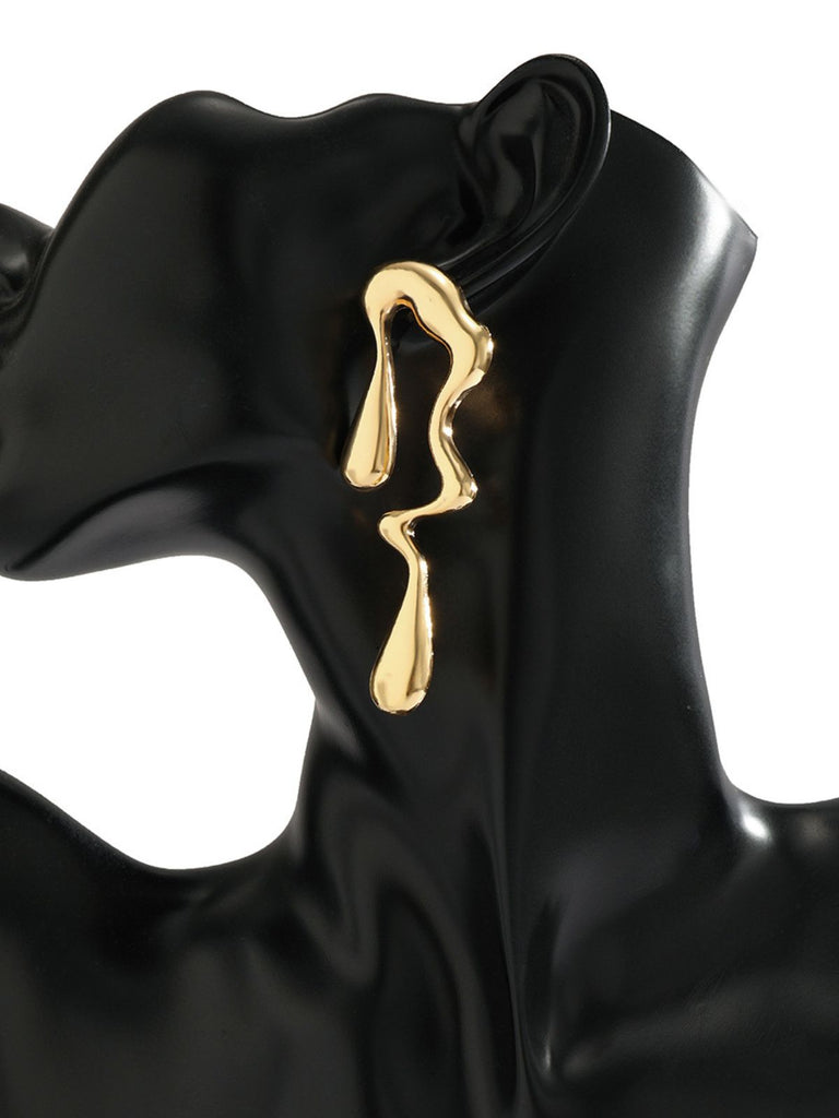 Vintage Liquid Metal Drop Stud Earrings