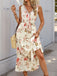 1970s V-Neck Boho Roses Tiered Dress