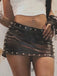 Black 1970s Gothic Punk Spike Leather Mini Skirt