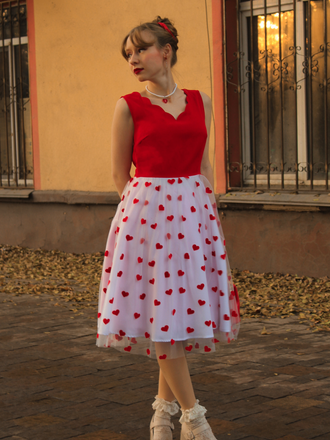 Red 1950s Heart Bow Sleeveless Dress
