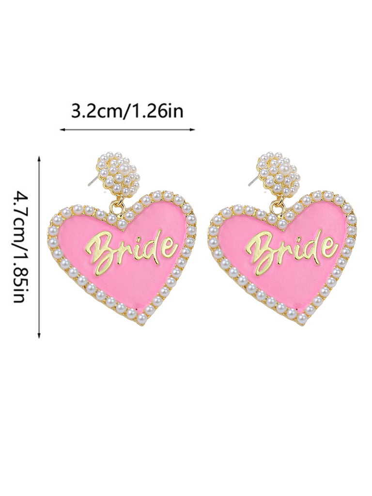 Valentine's Day Bride Heart-Shaped Pearl Earrings