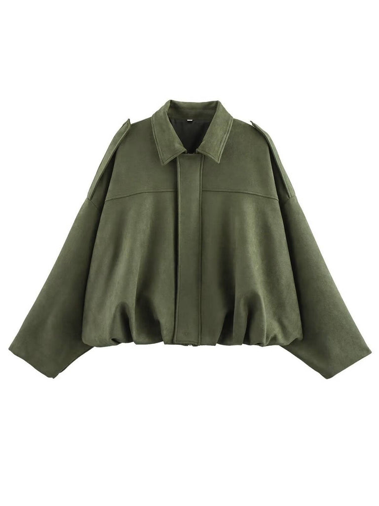 1980s Lapel Oversized Suede Jacket