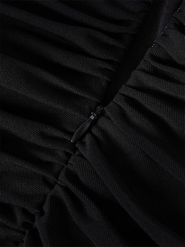 1930s Solid Off-Shoulder Bodycon Maxi Dress