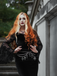Black 1930s Lace Sleeve Velvet Fishtail Dress