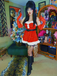 Red 1960s Christmas Fur Sequin Strapless Dress