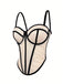 Beige 1980s Sheer Steampunk Herringbone Corset