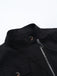 Black 1980s Steampunk Solid Zipper Belted Dress