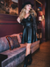 Black 1950s Faux Leather Waist Sleeveless Dress
