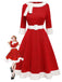 [Pre-Sale] Red 1950s Solid Plush Christmas Dress