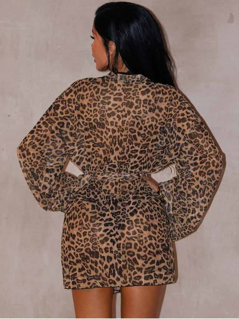 1960s Leopard Beach Lace-Up Cover-Up