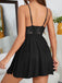Black 1950s Solid Lace Deep V-Neck Nightdress