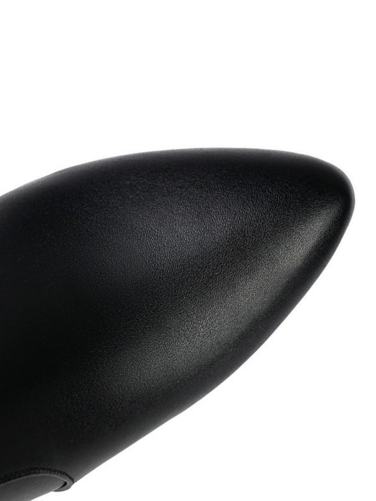 Metallic Pointed-toe Fringe Block-heel High Boots