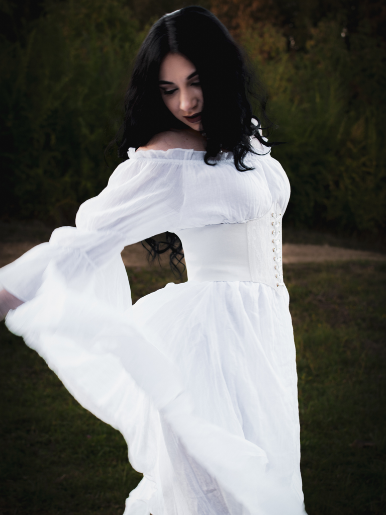 1980s Gothic Bell Sleeve Irregular Hem Dress