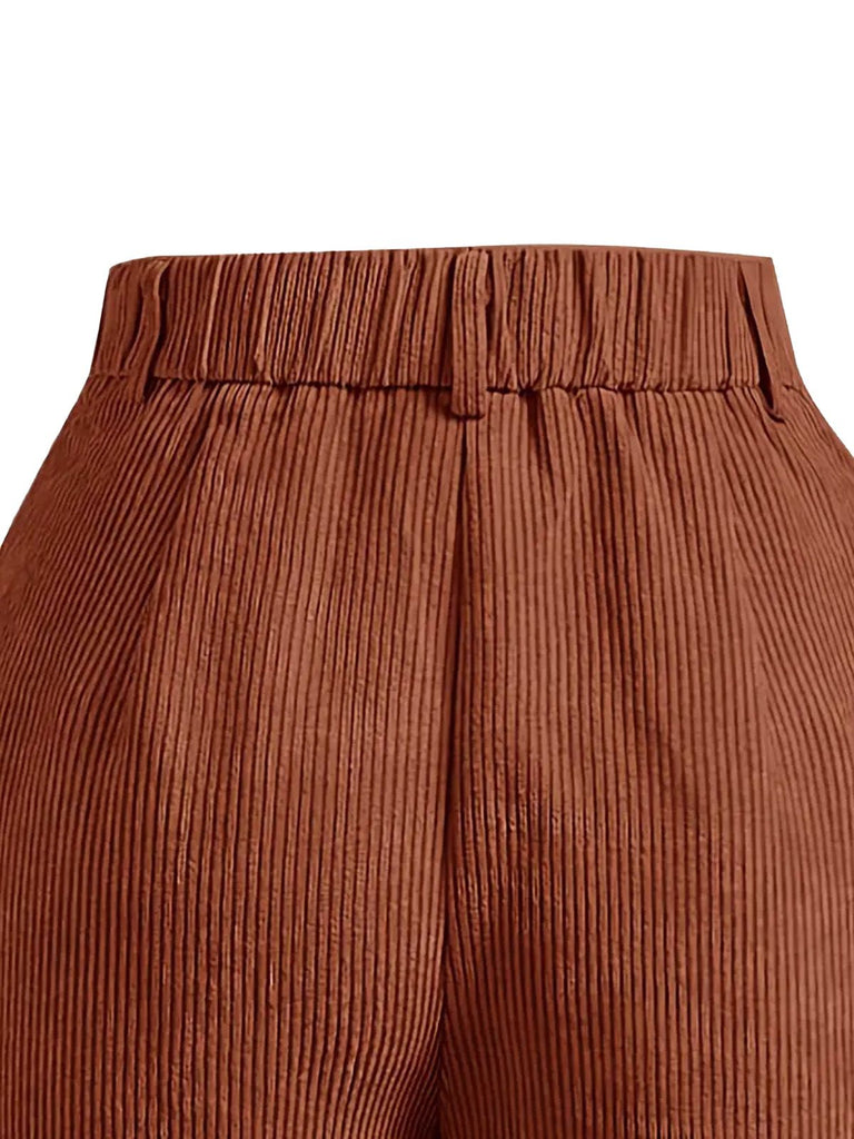 1960s Corduroy High Waist Wide-Leg Pants